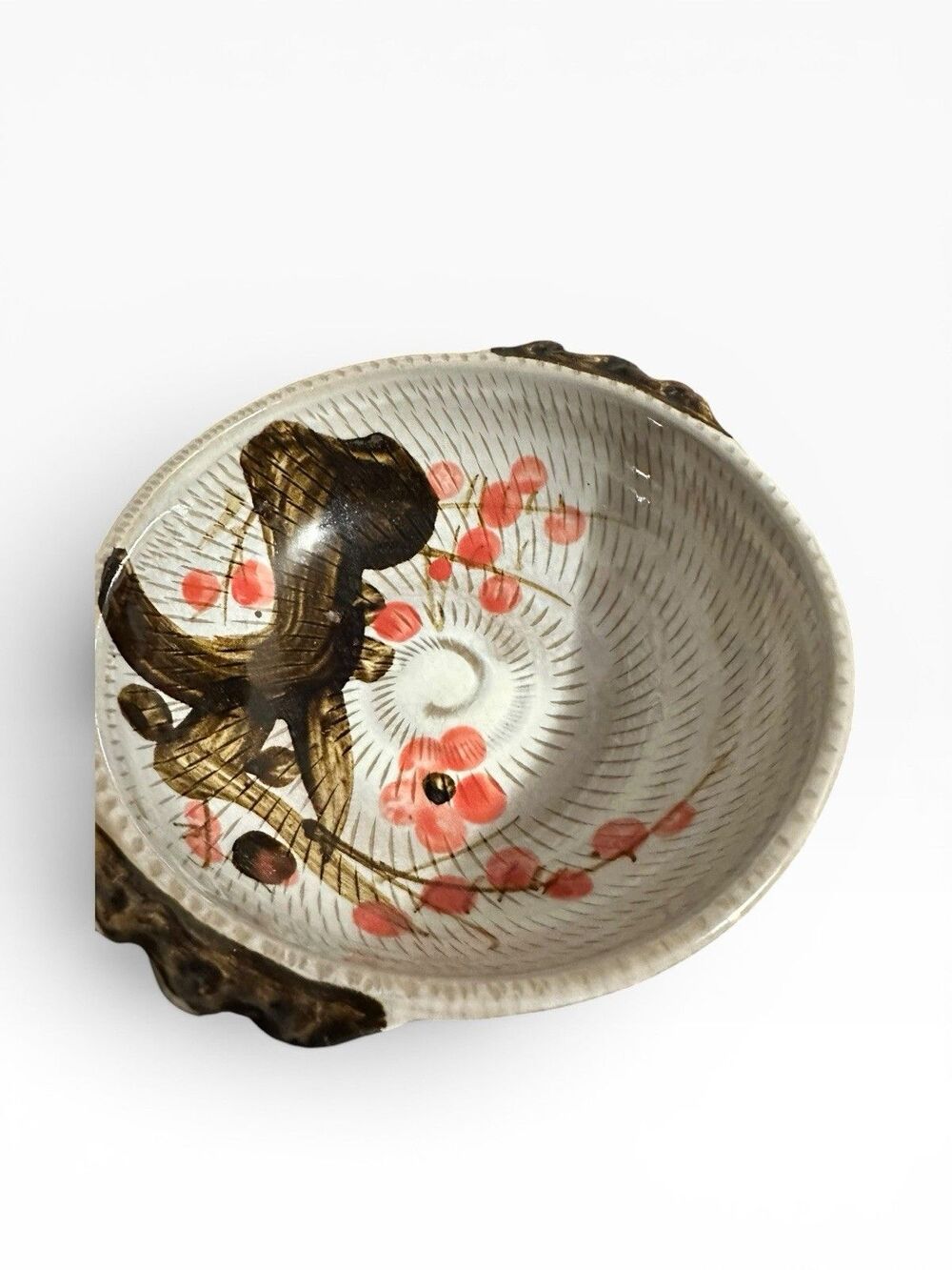 Vintage Japanese Style Hand Painted Cherry Blossom Bird Ceramic Bowl Set of 8